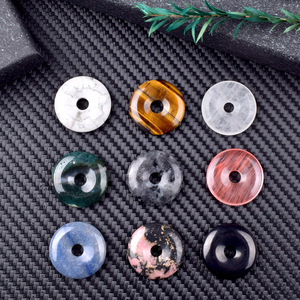 Colgante de Donut de Ágata de Cristal Blanco de 25mm con Hebilla Étnica de la Paz de Piedra Natural, Accesorios de Joyería DIY de Hierro para Pulseras y Adornos para Coche - Product Image 4