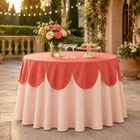 Nappe de table ronde festonnée personnalisée en gros pour mariage, baby shower, décoration de fête en extérieur
