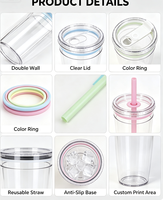 Gobelet de voyage réutilisable en Tritan avec couvercle transparent et paille, tasse à boisson en plastique, logo personnalisé, couleur personnalisée pour cadeau promotionnel