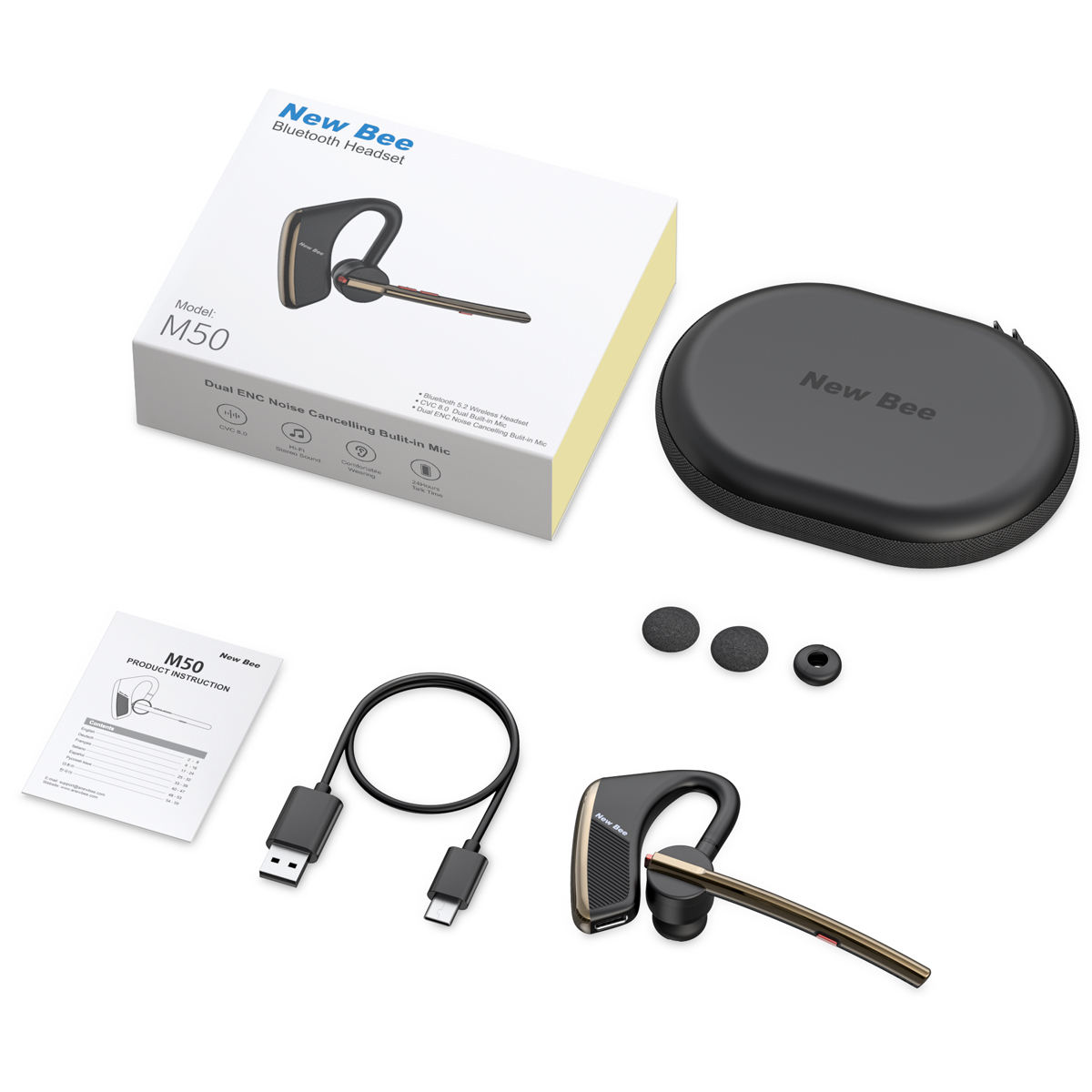 M50 New Bee Headphones NUEVOS Auriculares Bluetooth Con