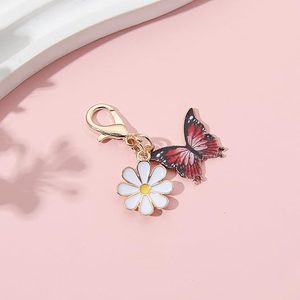 Multi Style Butterfly <b>Daisy</b> Flower Charm Set Lobster Clasp Butterfly Keychain for Backpack Key Necklace Bracelet Jewelry Making - Product Image 5