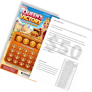 Billets de loterie à gratter Lucky Win, thèmes royaux, conception OEM ODM, sérigraphie personnalisée, carton, commande en gros, réduction sur les tickets de loterie - Product Image 4