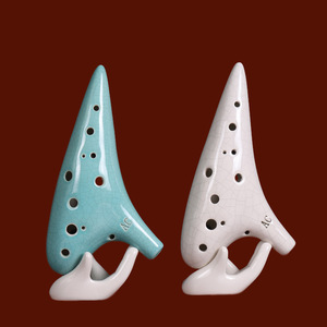 Ocarina artisanale à 12 trous en céramique craquelée, flûte portable pour musique folklorique - Product Image 2