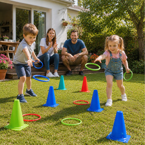 Ensemble de jouets d'extérieur pour enfants en gros, jeu de <span class=keywords><strong>course</strong></span> œuf et cuillère OEM avec cônes et anneaux à lancer pour cadeaux d'anniversaire des tout-petits - Product Image 2