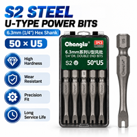 Embouts de tournevis U5 à double tête en acier S2 de 50 mm à couple élevé, 5 pièces, embouts magnétiques de type U à tige hexagonale de 1/4 pour outils pneumatiques