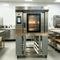 Four à convection rotatif à gaz à 5 plateaux en acier inoxydable à haute productivité avec écran tactile et chauffage rapide pour la production de boulangerie