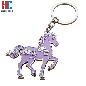 Porte-clés porte-bonheur <span class=keywords><strong>Cheval</strong></span> 2026 en métal émaillé plaqué or, personnalisé en usine, 23 ans d'expérience, cadeaux d'entreprise, Nouvel An Chinois - Product Image 2