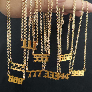 Collane personalizzate con ciondolo in acciaio inossidabile con numero di angelo per gioielli con numeri da donna per ragazza collana con numero fortunato regalo minimalista - Product Image 4