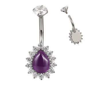 Vente en gros de bijoux de corps de haute qualité, anneau de nombril en titane ASTM F-136, serti de zircon taille Asscher - Product Image 4