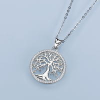 Collier pendentif Arbre de Vie Halo 1mm D Color Moissanite Collier en argent 925 Bijoux fins pour femmes et hommes