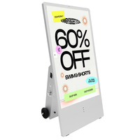 Pantalla de publicidad digital portátil con soporte Pantalla de señalización digital de 32 pulgadas Reproductor de publicidad inteligente Batería de energía blanca