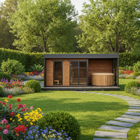 Pavillon de sauna en bois massif pour jardin, avec salle de sauna intégrée, pour la détente à domicile