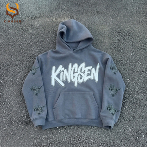 Sweat à capuche surdimensionné pour homme en coton lourd 450 g/m², double couche, avec impression graphique graffiti et lettres, qualité OEM supérieure - Product Image 4