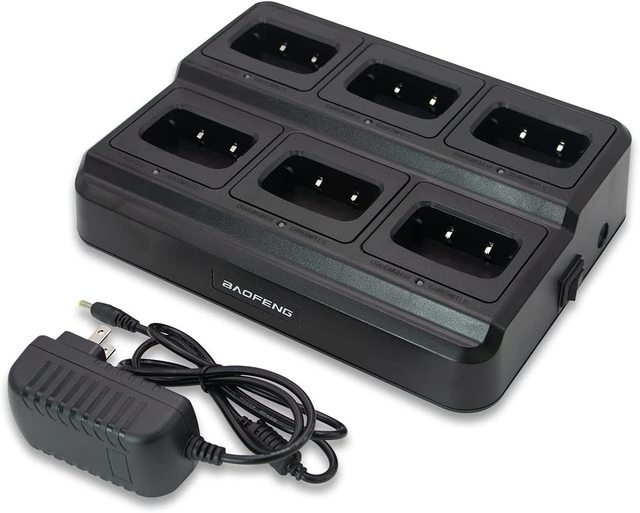BAOFENG BF-888S Six-Way Charger Multi Unit Charger Base for BF-888S 777S 666S Retevis H-777 88ST Plus Pxton Walkie Talkies (1Pac