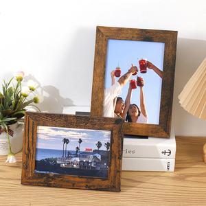 Cadre <span class=keywords><strong>photo</strong></span> vintage rustique en bois de grange pour usage domestique, 4x6 pouces, pour <span class=keywords><strong>portrait</strong></span> familial, double combinaison, cadeau commémoratif - Product Image 4