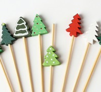 Brochettes en bambou imprimées 4 couleurs de haute qualité, motifs Père Noël, rennes, sapin de Noël, Nouvel An chinois, pour fête de Pâques