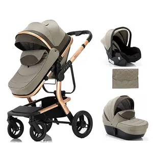 Оптовая продажа Роскошная детская коляска 3 в 1 для новорожденных коляска с автокреслом