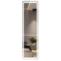 Cermin Mandi Modern Persegi Panjang dengan Lampu LED, Sensor Sentuh, Dapat Dipasang di Dinding, dan Dapat Diletakkan di Lantai untuk Menyilahkan Seluruh Badan