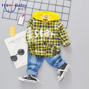 Hao Del Bambino Primavera del 2019 New Coreano Del Vestito Del Bambino Della Camicia di Cotone Per Bambini Ragazzi Che Coprono Gli Insiemi Del Bambino del Ragazzo 2pcs Insieme Dei Vestiti