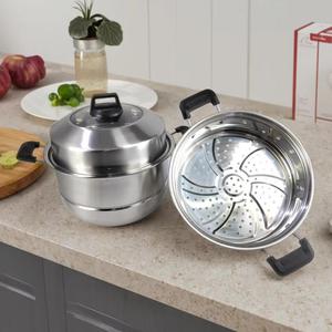 Set di Pentole Multifunzione in Acciaio Inox, Vaporiera Argento Compatibile con Gas e Induzione, 2/3 Strati per Panini al Vapore Fatti in Casa - Product Image 1