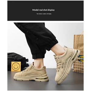 Zapatos de Trabajo Negros Modernos para Hombre, Impermeables, Antideslizantes, Resistentes al Desgaste, Deportivos Casuales, Transpirables, con Cordones y Malla, para Primavera - Product Image 1