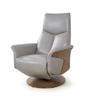 Fauteuil inclinable électrique pivotant en cuir avec base en bois, canapé individuel pour salon, bureau, mobilier de maison