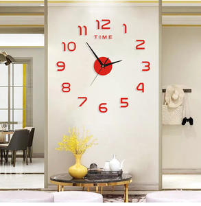 Grande <span class=keywords><strong>horloge</strong></span> numérique 3D DIY décoration murale maison luxe créatif acrylique autocollant horloges murales modernes design - Product Image 6