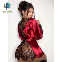YZ Hochwertige Erwachsenen-Schlafbekleidung, Qualitäts-Satin-Bademantel, Sexy Babydoll im Latex-Design für Damen