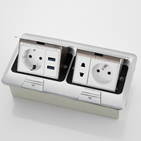 Boîtier de prise de sol escamotable en aluminium Schuko 4000W à amortissement lent, prise électrique encastrée en cuivre pour sol