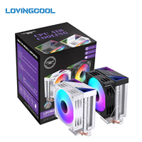 Refroidisseur d'air pour processeur LOVINGCOOL OEM 90 mm ARGB, 2 caloducs en cuivre, ventilateur silencieux PWM pour Intel LGA1700 115X AMD AM4 AM5, refroidissement de PC de bureau