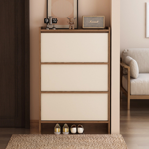Space Saving <strong>Shoe</strong> Cabinet for <strong>Small</strong> Hallway Entryway Ultra Slim Tip Out Depth 18cm 28cm ENF Solid Wood Removable <strong>Shoe</strong> <strong>Storage</strong> - Product Image 2