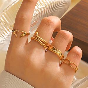 Stainless Steel Irregular High Grade Jewelry <strong>Cheap</strong> Hip Hop <strong>Promise</strong> <strong>Rings</strong> Unisex 18k Gold Plated love Heart Adjustable <strong>Rings</strong> - Product Image 2