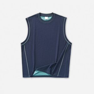 Débardeur décontracté XL 260G à séchage rapide Tricot respirant sans sensation, Colorblock à capuche et vêtements de fitness de refroidissement réversibles - Product Image 1