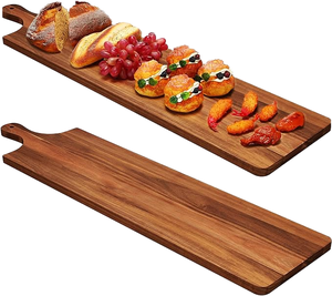 Planche à charcuterie en acacia avec poignées, 36x12 pouces, pliable, pour servir en voyage, épaisseur 1,5 cm, passe au lave-vaisselle, extra longue, rectangulaire - Product Image 1