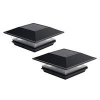 Lampes LED solaires modernes étanches pour poteaux de clôture de jardin, avec batterie incluse, en plastique noir, IP44, angle de faisceau 360°, 3000K