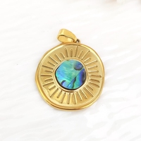 Haute qualité 18K plaqué or en acier inoxydable hypoallergénique naturel ormeau coquille pierre précieuse pendentif bricolage collier pour femme