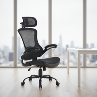 Chaise de bureau ergonomique moderne à dossier haut en noir avec support lombaire en maille, chaises inclinables conçues pour adultes