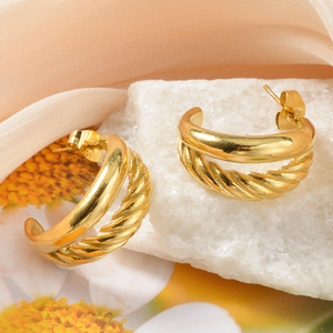 18K <b>Gold</b> Plated Stainless Steel <b>Small</b> <b>Hoop</b> Earrings Waterproof Tarnish Free Minimalist Daily Women Earrings - Product Image 3