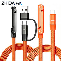 Câble de données 240W en gros avec support, compatible téléphones portables, tablettes Huawei, jeux mobiles, câble de charge rapide USB, pliable