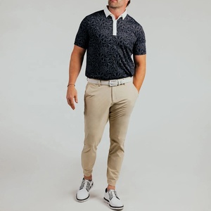 Camisetas de Golf de Rendimiento Slim Fit de Secado Rápido con Estampado Gráfico Negro y Logotipo OEM ODM, Ropa de Golf Casual, Polos de Golf para <span class=keywords><strong>Hombre</strong></span> - Product Image 4