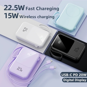 2025แบตเตอรี่สำรองแม่เหล็กบางขนาด10000มิลลิแอมป์ต่อชั่วโมงชาร์จเร็ว PD 22.5วัตต์พร้อมสายเคเบิล <span class=keywords><strong>powerbank</strong></span> ไร้สาย15วัตต์สำหรับ <span class=keywords><strong>iPhone</strong></span> 15 <span class=keywords><strong>14</strong></span> 13 12 - Product Image 5