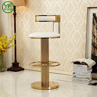 Tabouret de bar pivotant réglable commercial, chaise de comptoir rembourrée blanche, base en métal doré pour hôtel, restaurant, mobilier de bar