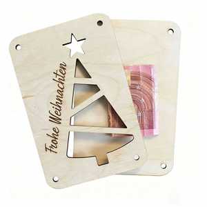 Manufacture New Product Merry Christmas Wooden Money <b>Gift</b> <b>Card</b> Home Decoration Ornaments Crafts Made in China - Product Image 2