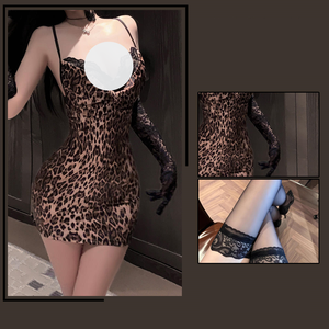 ชุดนอนลายเสือดาวแบบดั้งเดิม โชว์สะโพกสุดเซ็กซี่ ชุดชั้นในเซ็กซี่ ลูกไม้เย้ายวน ชุดชั้นในเสริมเสน่ห์หน้าอก ชุดเซ็ตฟรี - Product Image 5