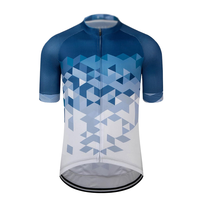 Maillot de Ciclismo Personalizado Soban para Hombre, Manga Corta, Estampado Geométrico Azul, Transpirable, 100% Poliéster, Personalizado para Equipo, 220g, Camiseta Deportiva