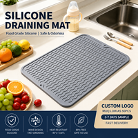 Tapis de séchage de vaisselle en silicone de qualité alimentaire, écologique, antidérapant, résistant à la chaleur, taille personnalisable pour comptoir de cuisine
