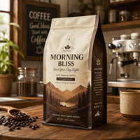 Sacs d'emballage pour café personnalisés de 250 g, 500 g, 1 kg, sachets à fond plat avec valve et fermeture éclair