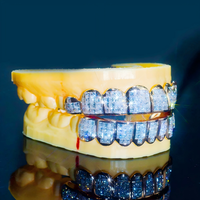 Gallerley Custom Design Grillz pour Homme en Argent Sterling S925 Plaqué Or, Moissanite VVS Taille Princesse, Style Hip-hop Iced Out