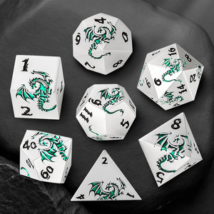Ensemble de dés polyédriques en métal à motif de dragon personnalisé, en alliage de zinc, pour jeux de rôle, DND, jeux de société, cadeaux - Product Image 1
