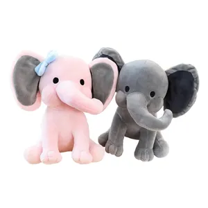 Animal de peluche gris, peluche rosa, elefante para bebé
